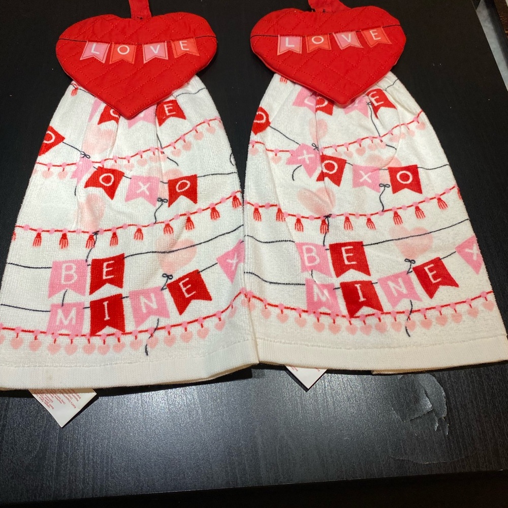 Valentine's Day Kitchen Towels with Heart Design